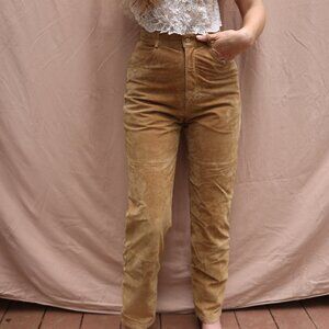 Vintage Sarah Chapman High Waisted Straight Leg Suede Pants Patchwork 90s Y2K